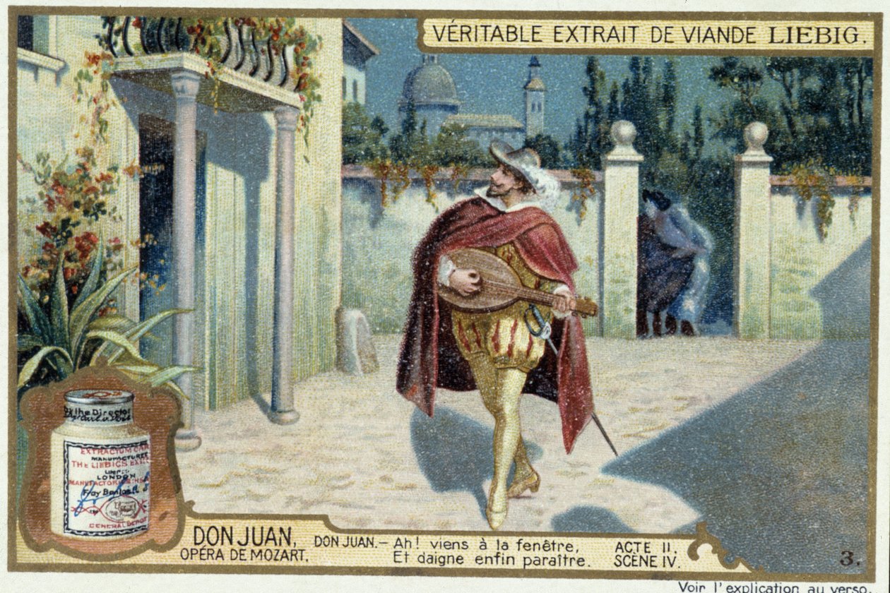 Don Juan: Act II, Scene IV, Serenade door Don Juan - chromo Liebig door French School