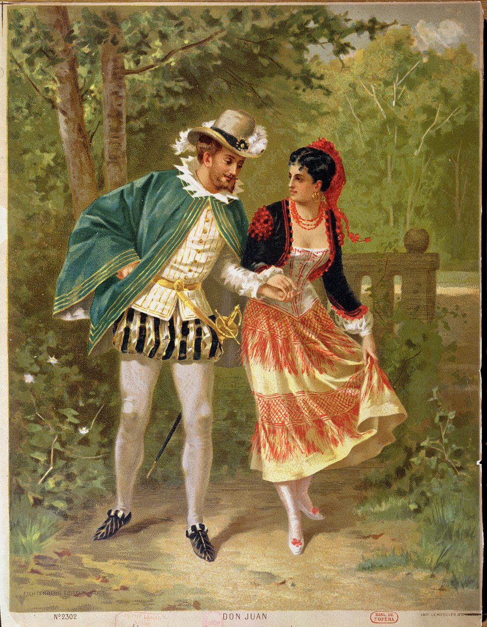 Don Juan, scène ter illustratie van de opera Don Giovanni door Wolfgang Amadeus Mozart (1756-91), 1879 door French School