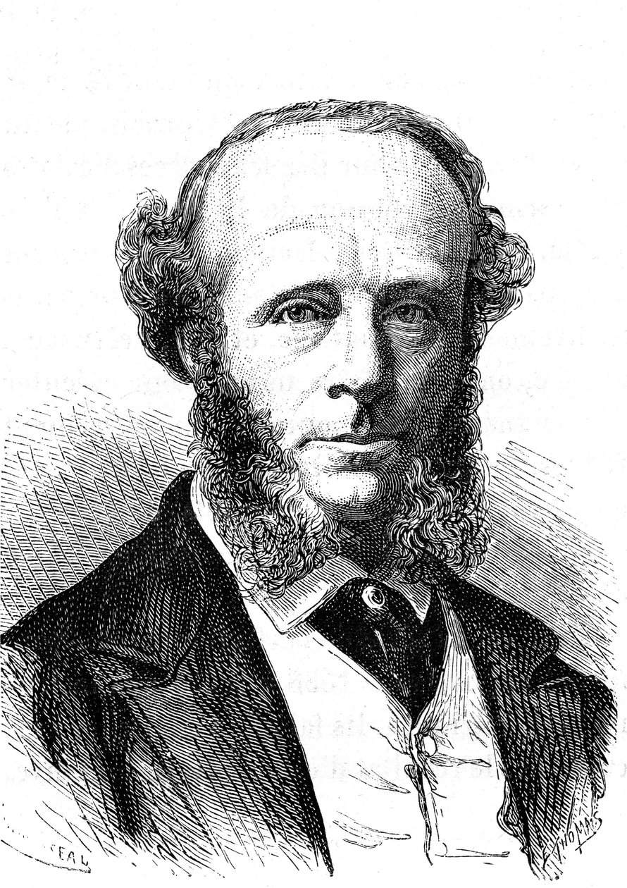 Edward Orange Wildman WITEHOUSE (1816-1890), Engelse elektrotechnicus op de transatlantische telegraafkabel. Gravure 1868 door French School