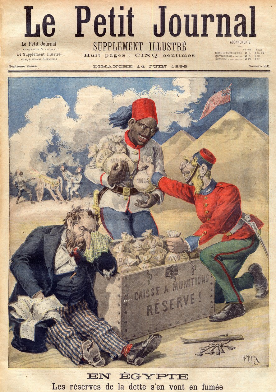 Engeland legt beslag op de reserves van de Egyptische schuld om een militaire operatie te financieren in juni 1896 - illustratie uit 