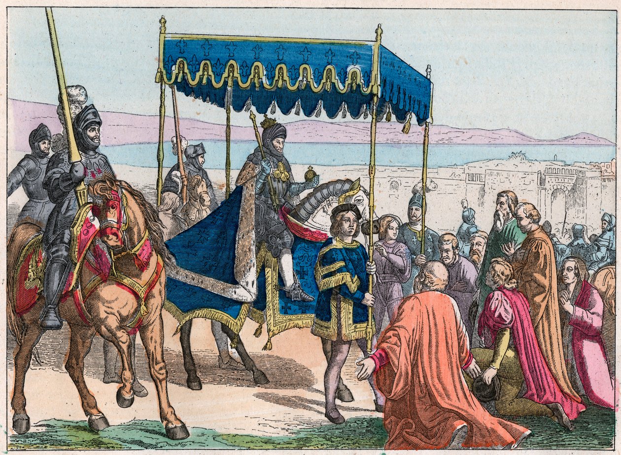Intocht van Karel VIII (1470-1498) in Napels door French School