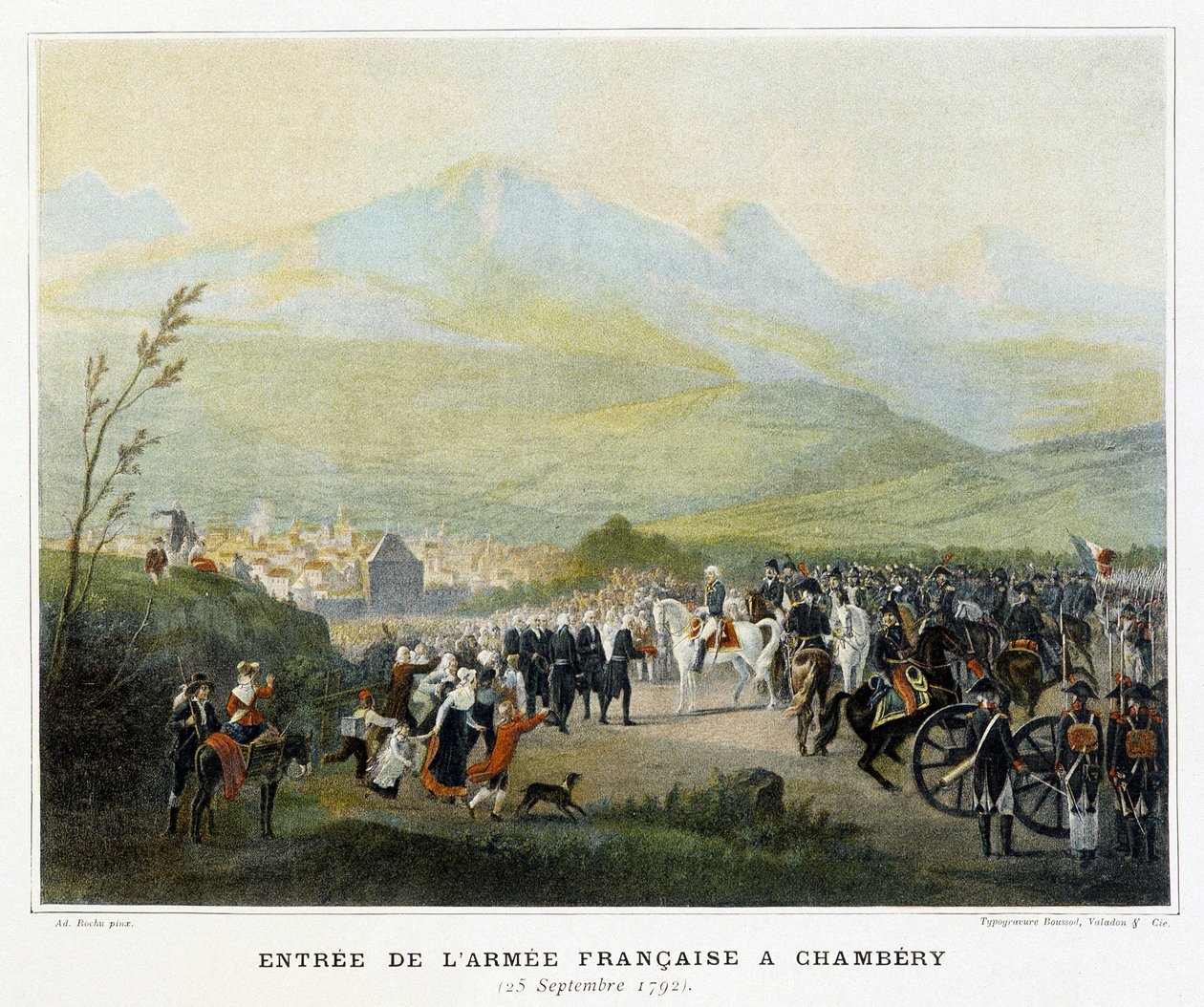 Intocht van het Franse leger in Chambéry, 25 september door French School