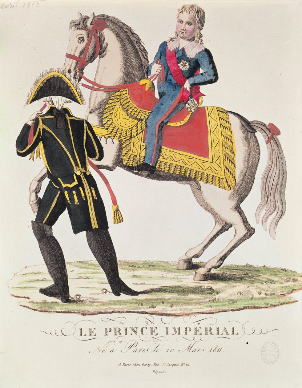 Ruiterportret van Napoleon II, koning van Rome, april 1815 door French School