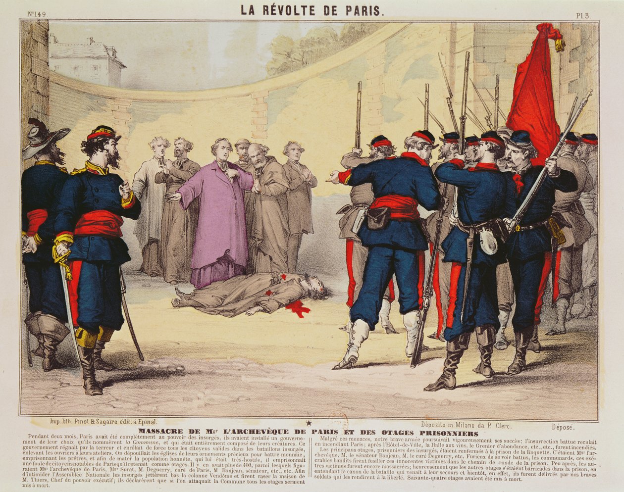 Executie van de aartsbisschop van Parijs, Monseigneur Darboy, tijdens de Parijse Commune, 1871 door French School