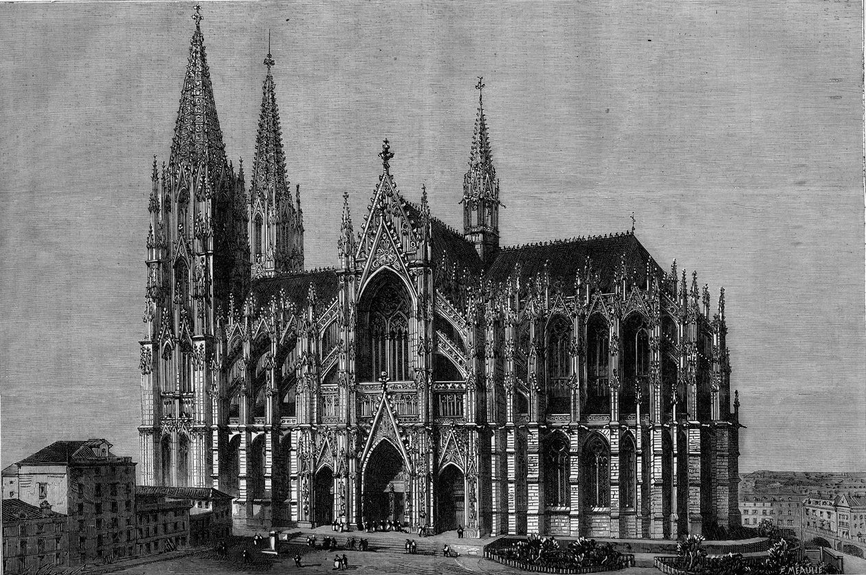 Buitenaanzicht van de Dom van Keulen, Duitsland door French School