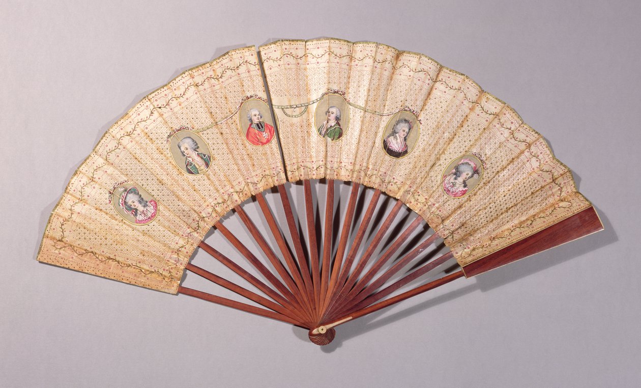Waaier met personages betrokken bij de Affaire du Collier, 1786 door French School