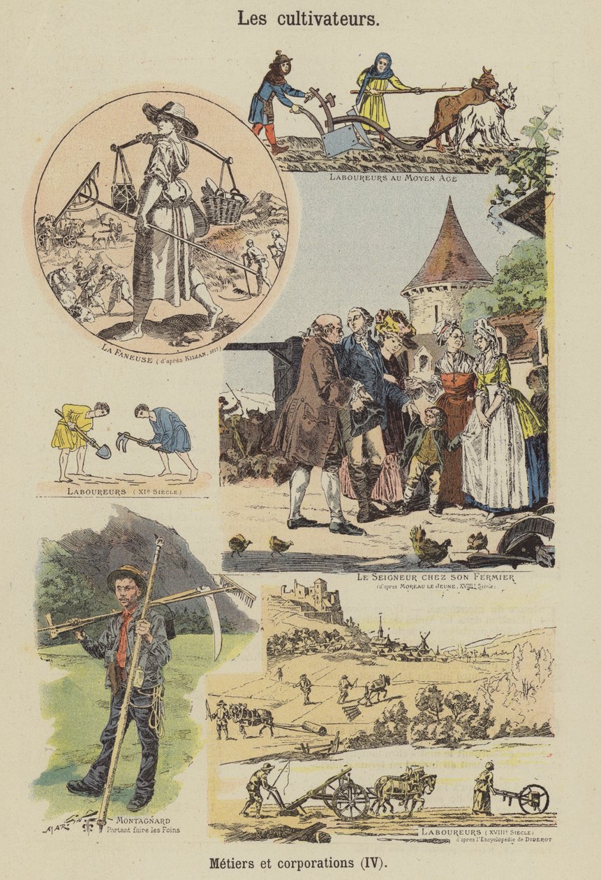 Boeren (kleurenlitho) door French School