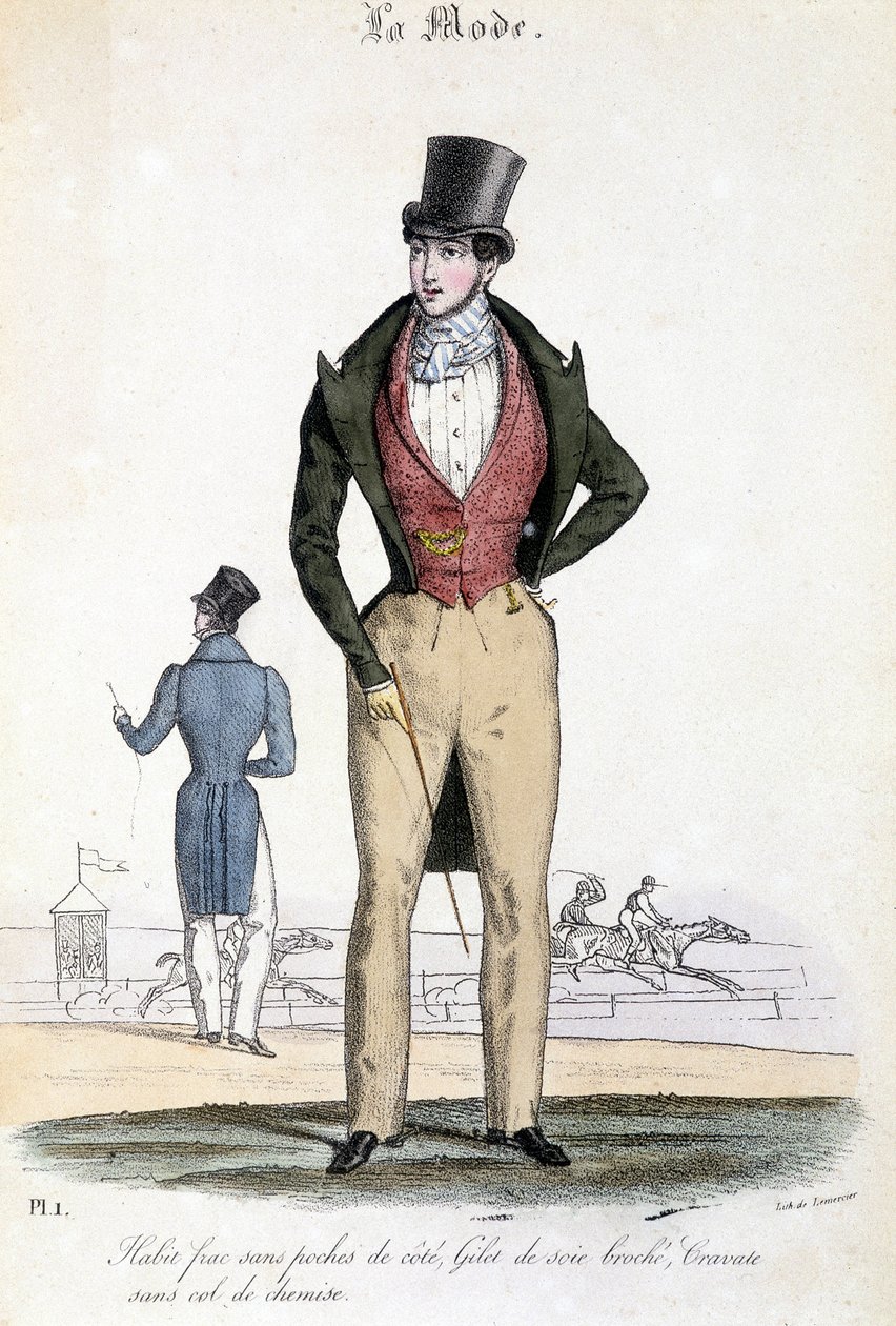Mannelijke mode in 1829 - in "Les Modes" door French School