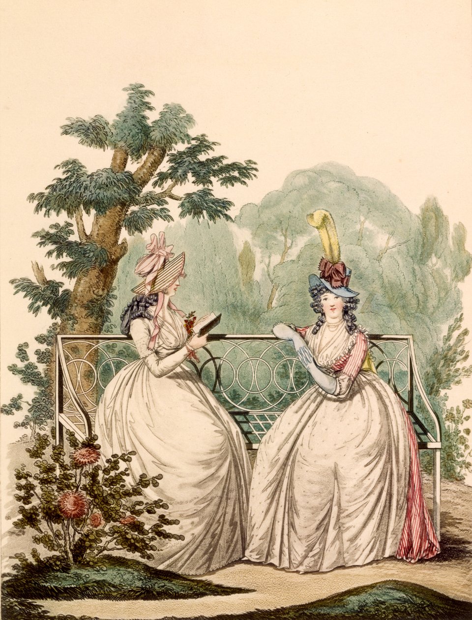 Modeplaat van dames in zomerse dagjurken - Modes Anglaises, 1794 door French School