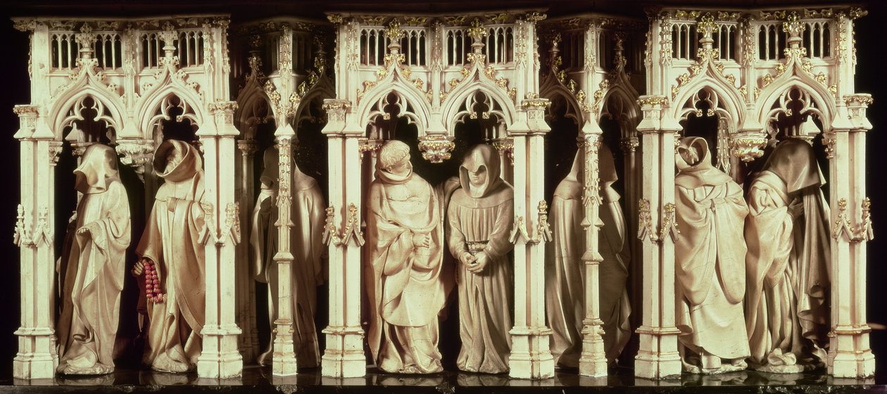 Beelden van monniken uit het graf van Filips de Stoute, Hertog van Bourgondië (1342-1404), door Jean de Marville (d.1389), Claus Sluter (d.1406) en Claus de Werve (ca.1380-1439), in opdracht van het klooster door French School