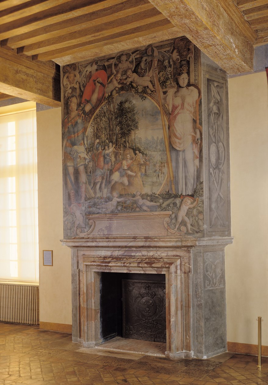 Open haard in de Chambre du Roi door French School