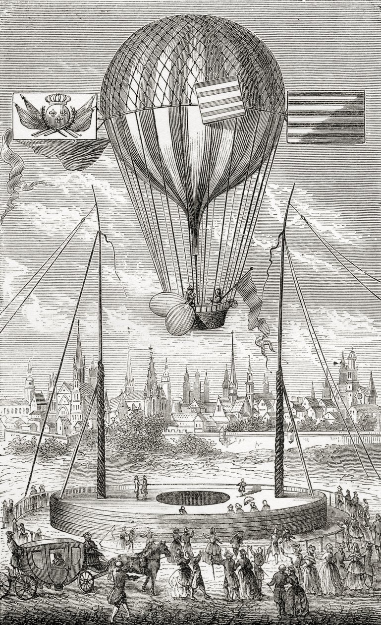 Eerste vlucht met een luchtschip, vanuit Dijon, 12 juni 1784, uit 