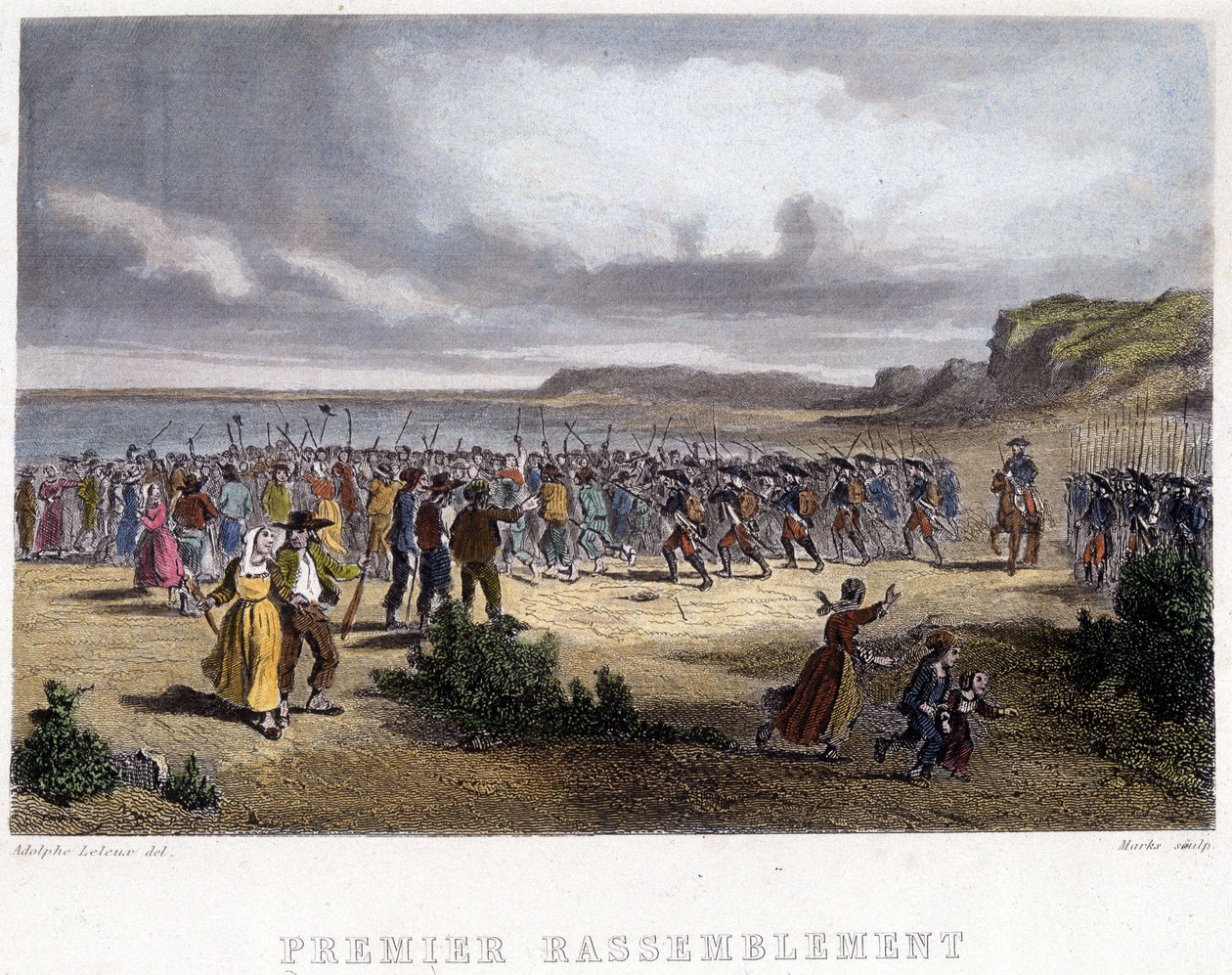 Eerste bijeenkomst van de Vendeanen - gravure door French School