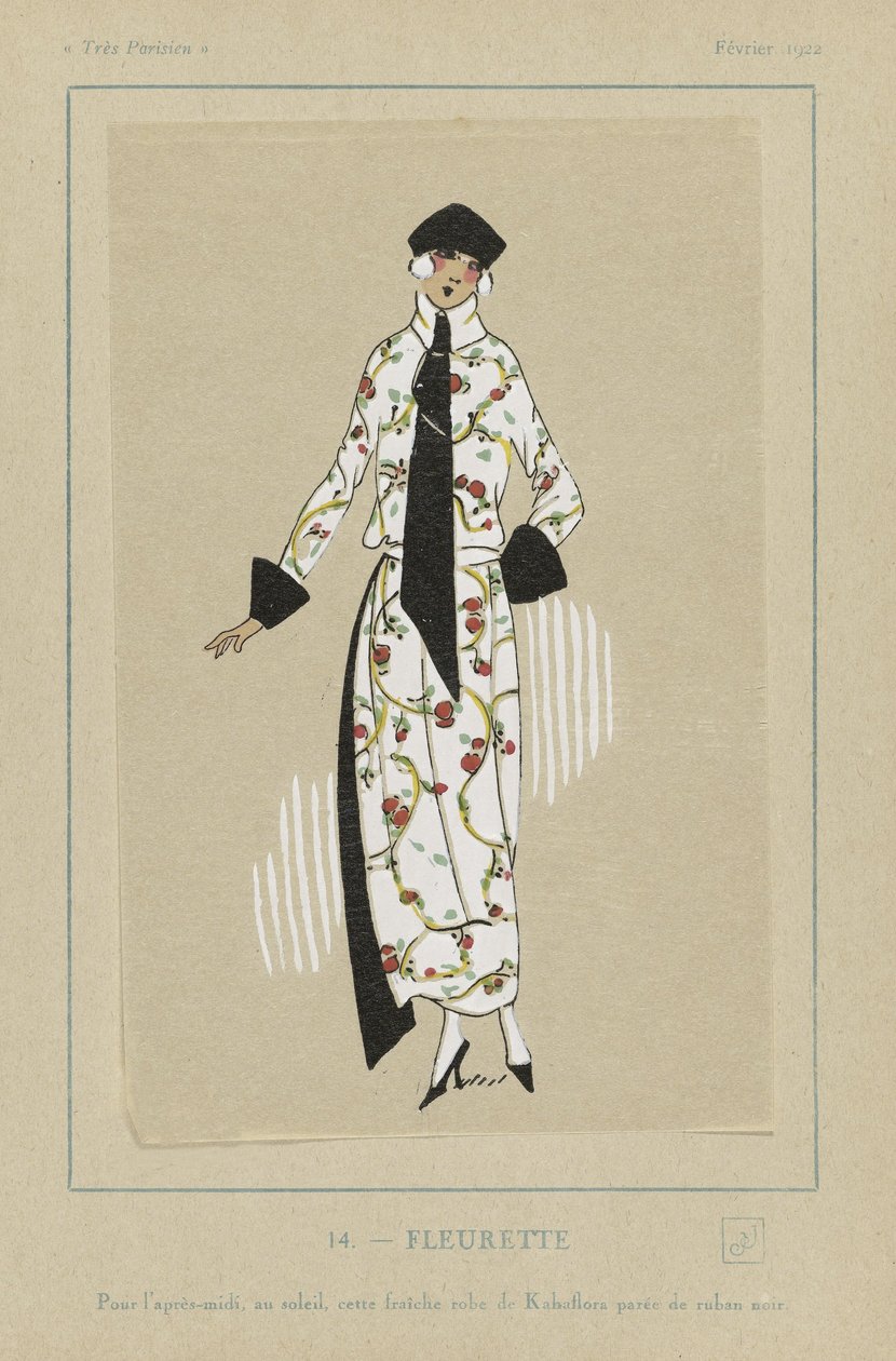 Fleurette, uit Tres Parisiens, pub. 1922 (sjabloondruk) door French School