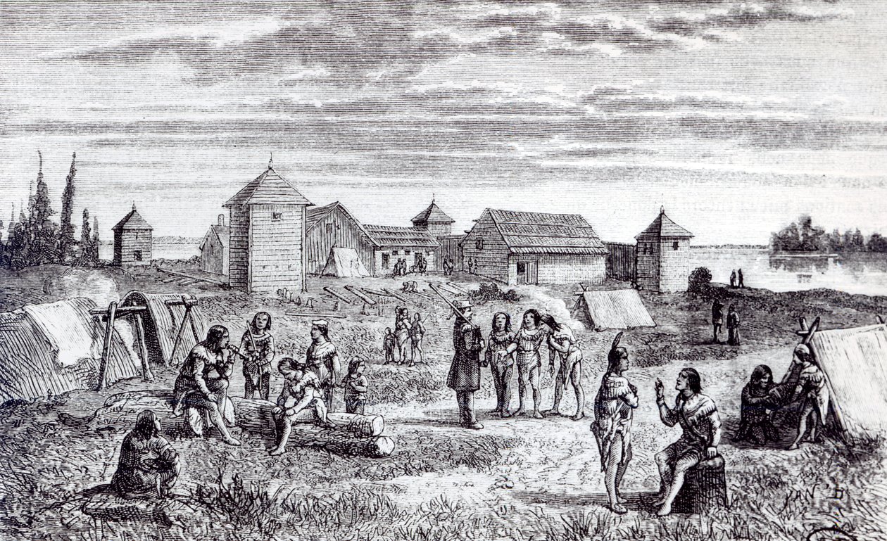 Fort Youkon, een handelspost van de Hudson Bay Company, 19e eeuw door French School