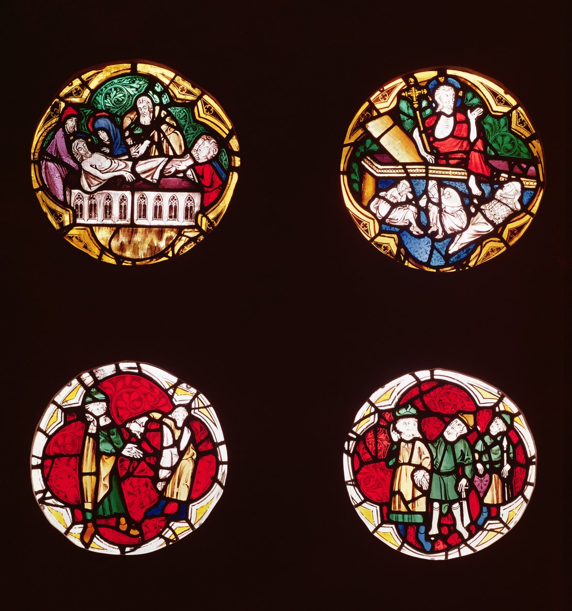 Vier ramen met scènes uit het leven van Christus, uit de Chapelle du Rosaire door French School