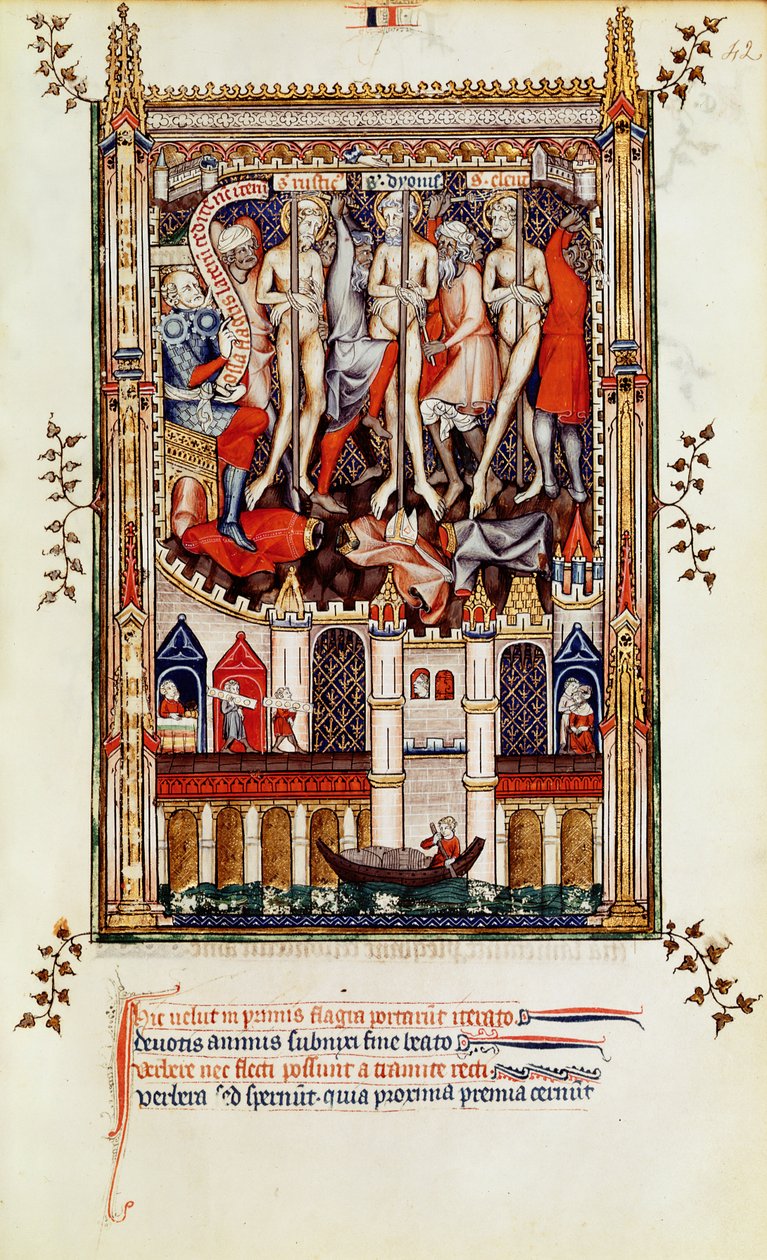Derde geseling van St. Denis en zijn metgezellen, uit Vie de St. Denis, 1317 door French School