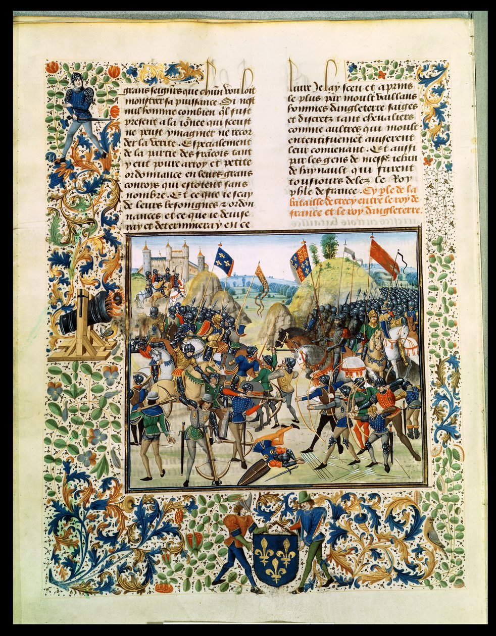 Slag bij Crecy uit de Honderdjarige Oorlog, uit Froissarts Kroniek, 24 augustus 1346 door French School