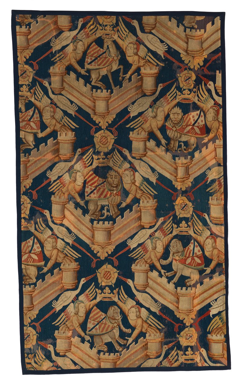 Fragment van een heraldisch wandtapijt met de wapens van Beaufort, Turenne en Comminges, gemaakt in Parijs of Arras door French School