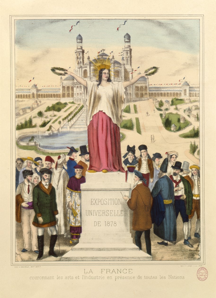 Frankrijk kroont de kunsten en industrie met lauwerkransen op de Exposition Universelle van 1878 in Parijs door French School