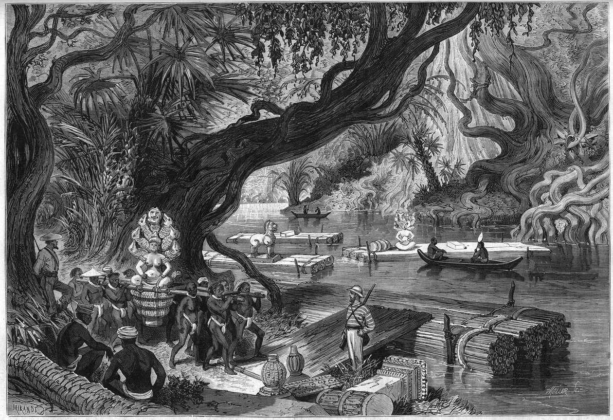 Franse Delaporte-missie naar de ruïnes van Angkor, Cambodja door French School
