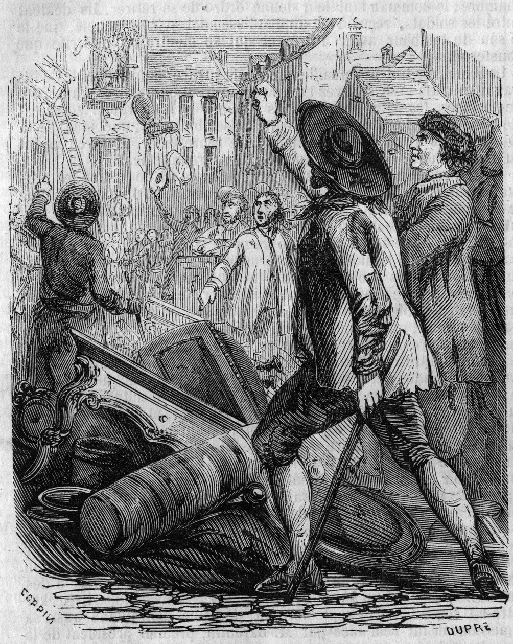 Franse Revolutie: Plundering van de behangfabriek van Réveillon 28 april door French School