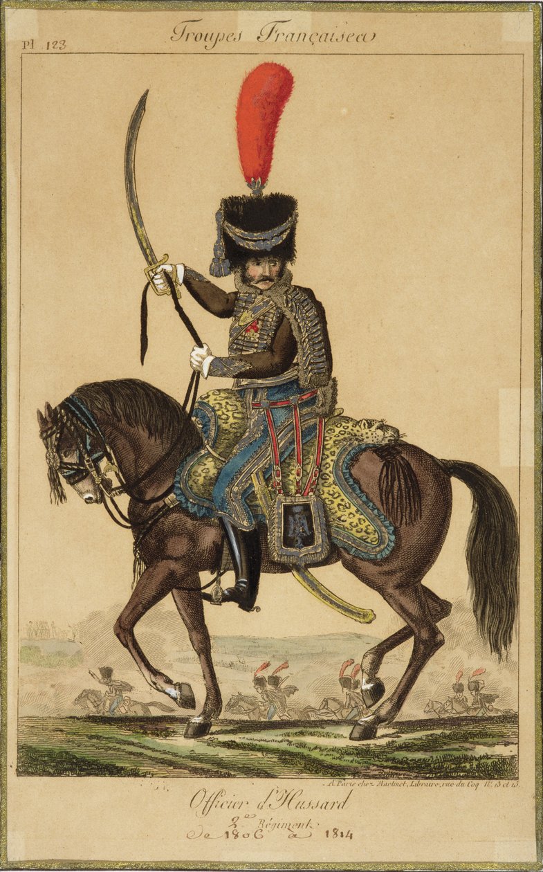 Franse troepen: een officier van de huzaren, 1806-1814, uitgegeven door Martinet Libraire, Parijs door French School