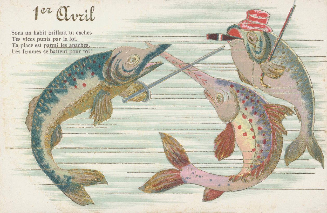 Franse kaart met vis ter gelegenheid van 1 april (Poisson d