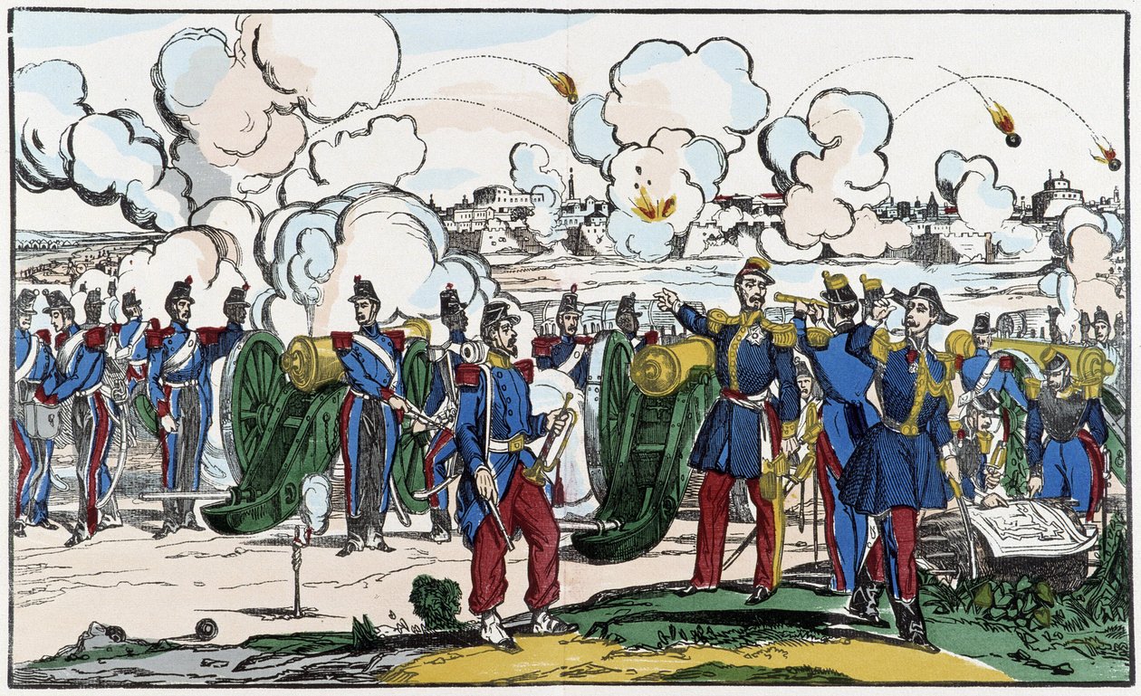 Franse troepen belegerden Rome voor het herstel van de macht van de paus in Rome door French School