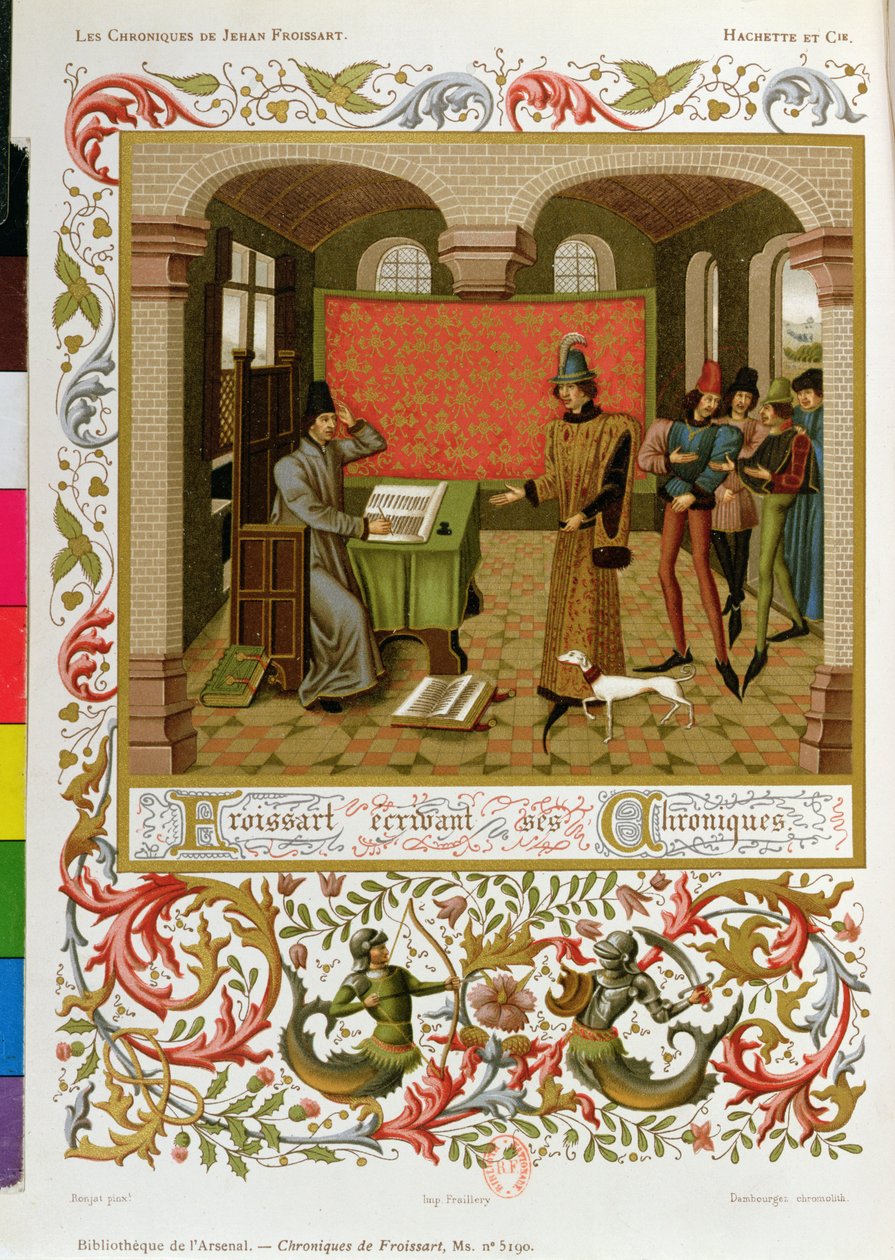 Froissart die zijn kronieken schrijft (facsimile van Ms. 5190) door French School