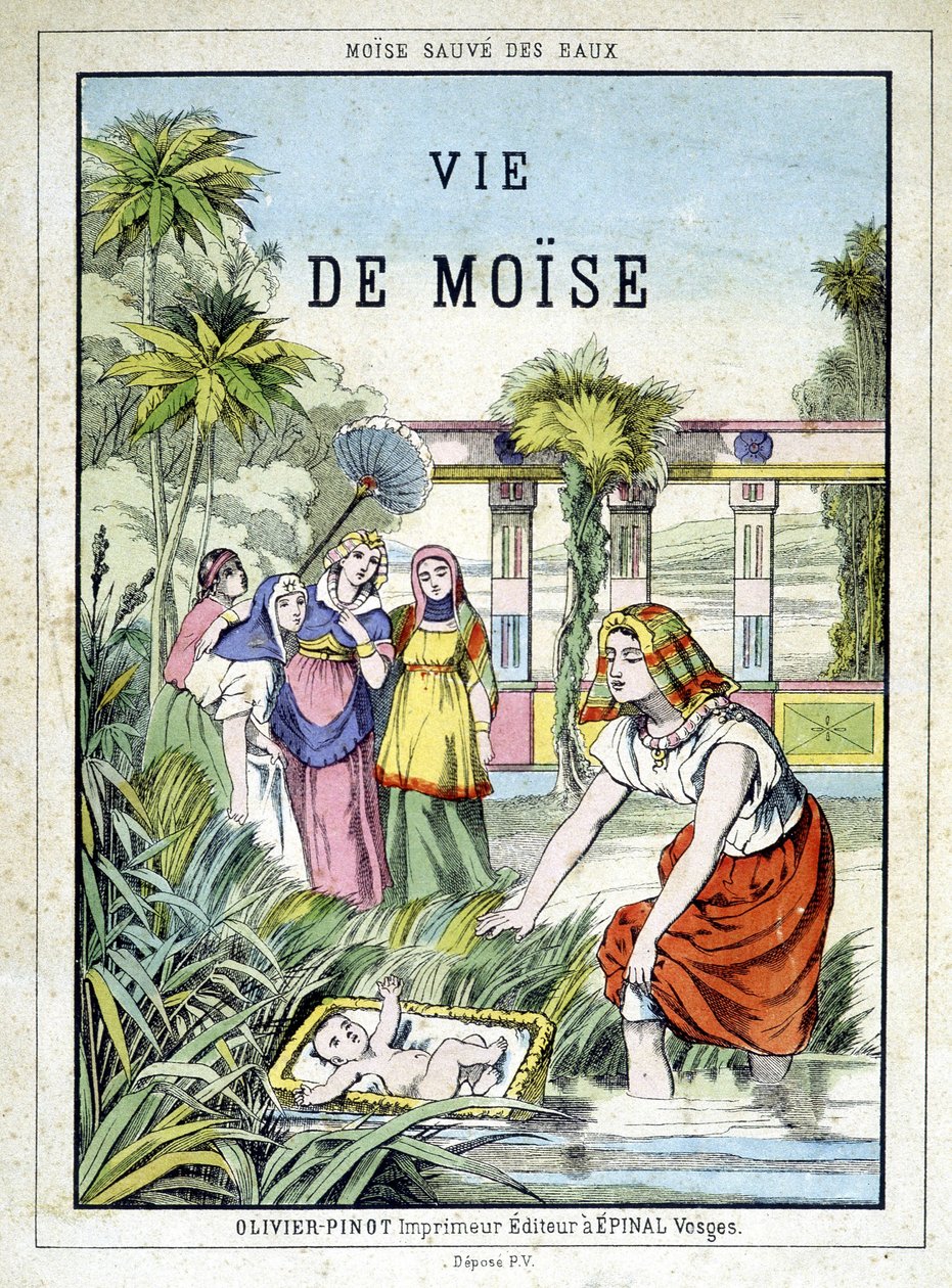 Frontispice van het boek "Leven van Mozes", ed. Olivier Pinot, Epinal, eind 19e eeuw door French School
