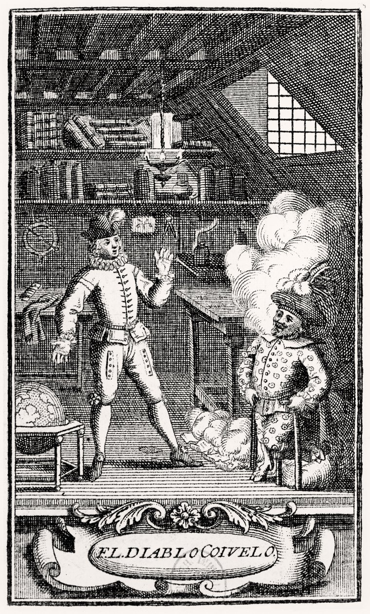 Frontispice door Dubercelle voor "The Devil upon Two Sticks", c.1787 door French School