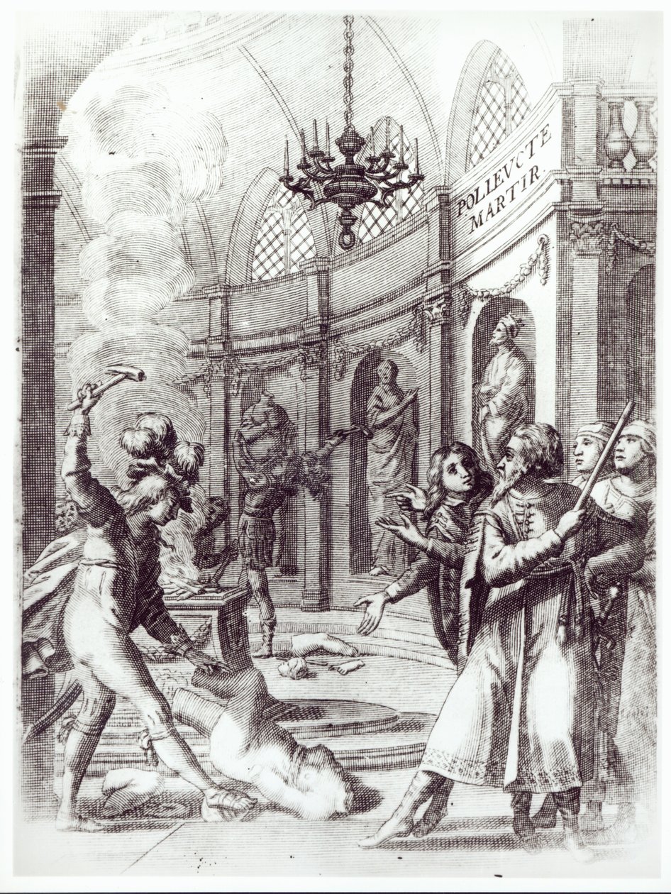 Frontispice voor Polyeucte door Pierre Corneille (1606-84) gepubliceerd in 1643 door French School