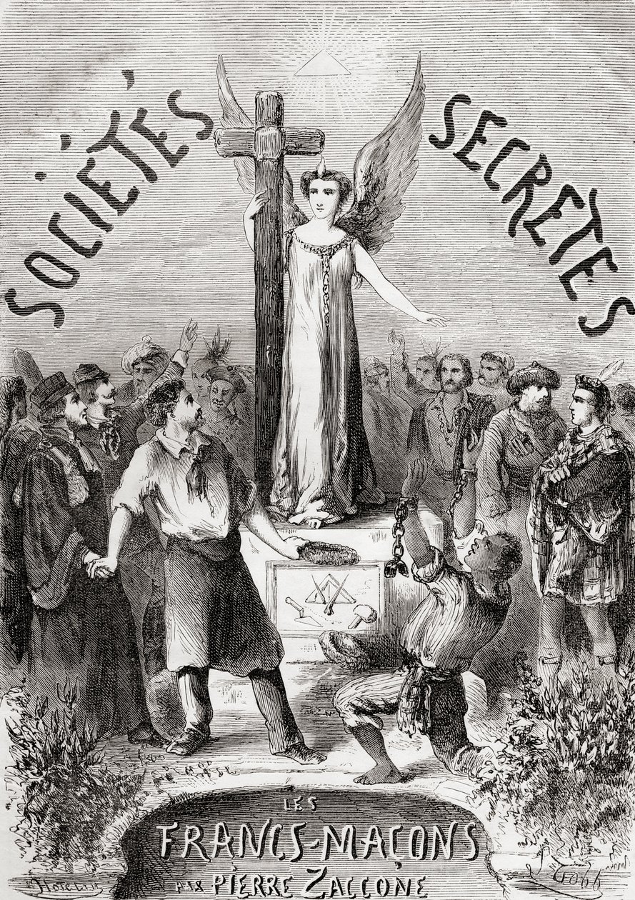 Frontispice van Societes Secretes, les Francs Macons, gepubliceerd ca. 1867 door French School