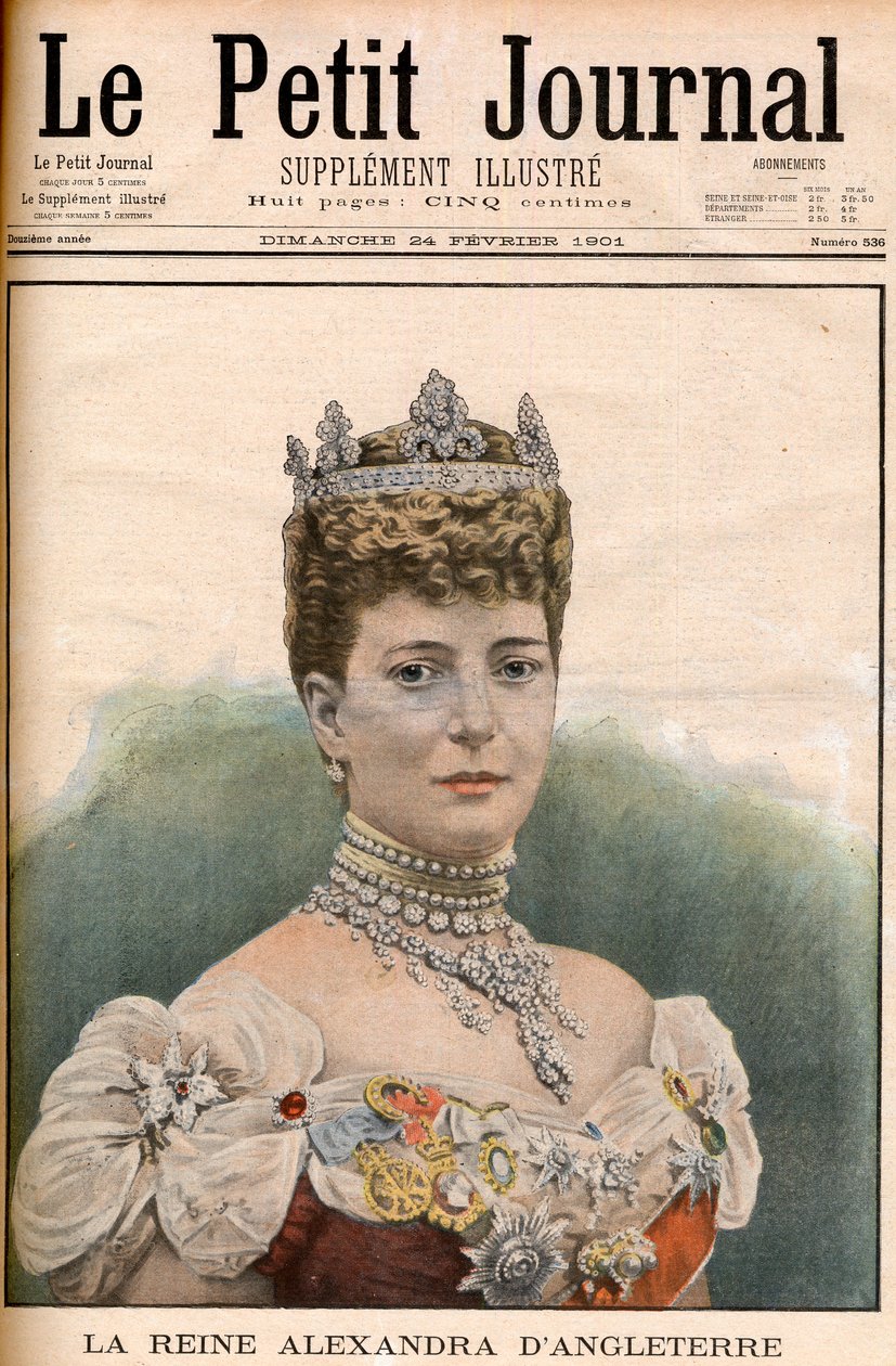 Voorpagina van Franse krant koningin Alexandra van Engeland (1844-1925) echtgenote van koning Edward VII 