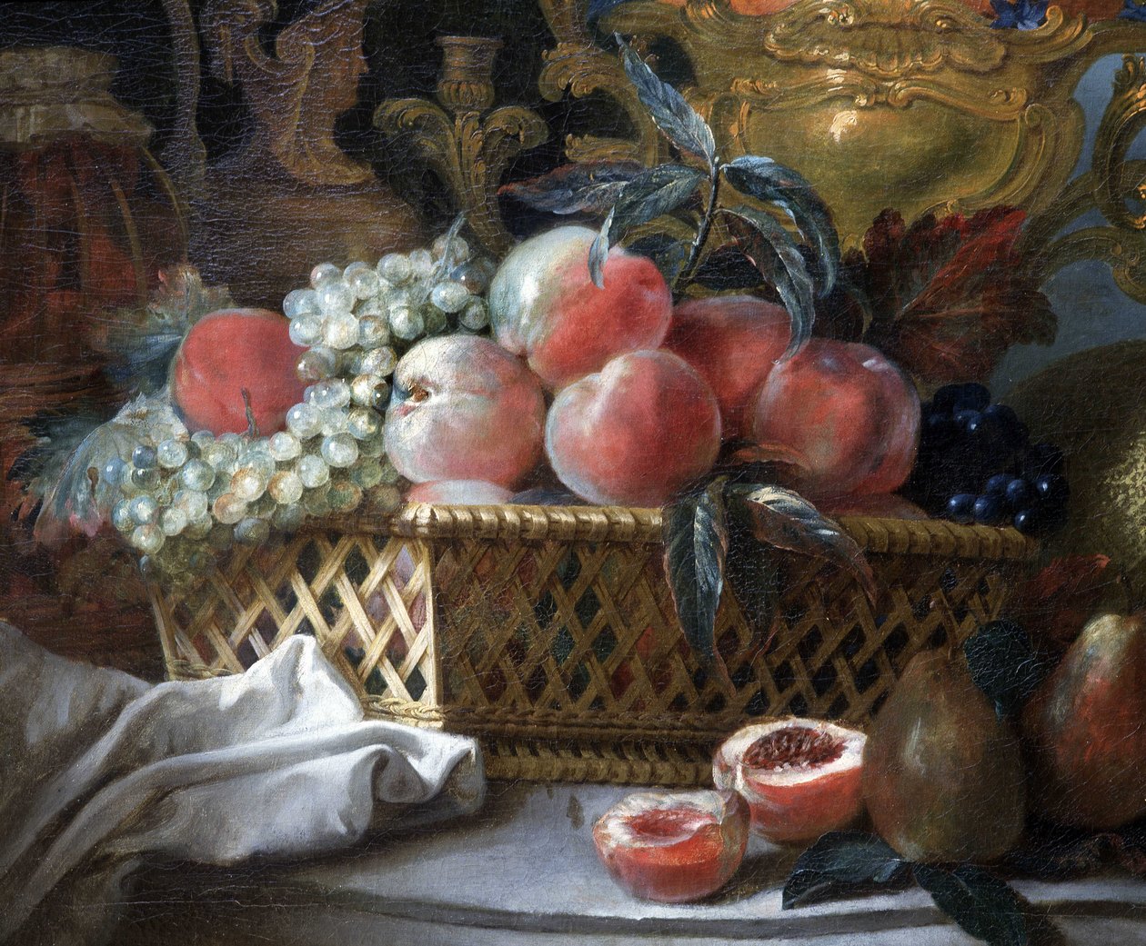 Fruitvaas en mand (detail) door French School