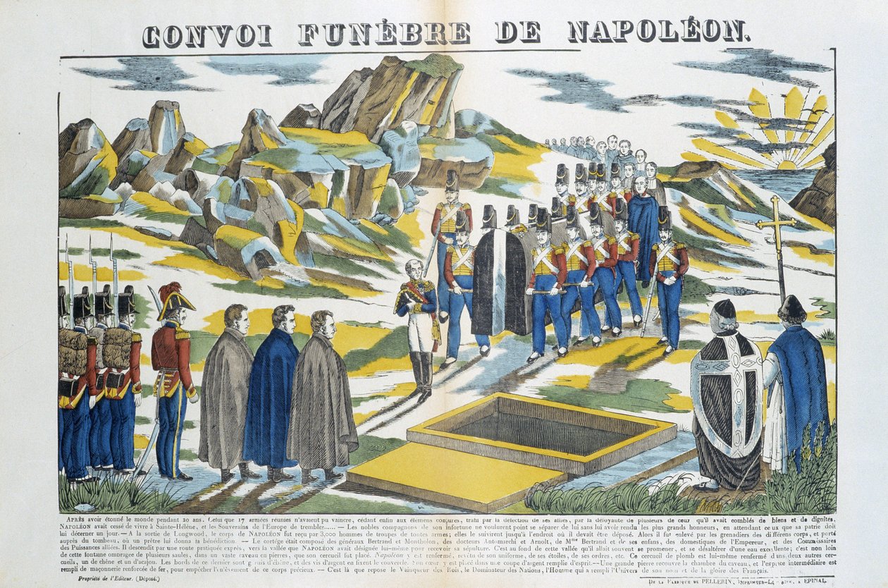 Begrafenisstoet van Napoleon-le-Grand Bonaparte (1769-1821) op het eiland Sint-Helena. Afbeelding van Epinal door French School