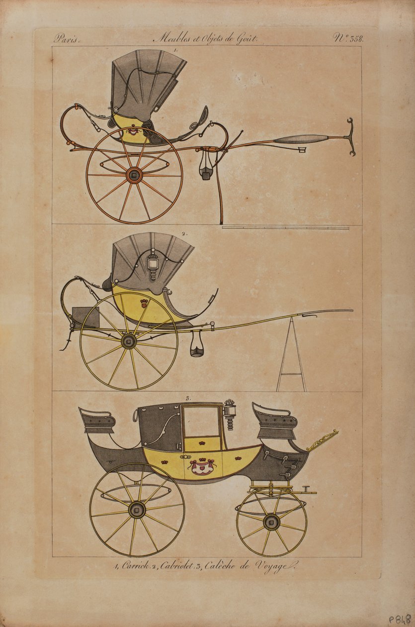 Meubels en smaakvolle objecten (gekleurde gravure) door French School