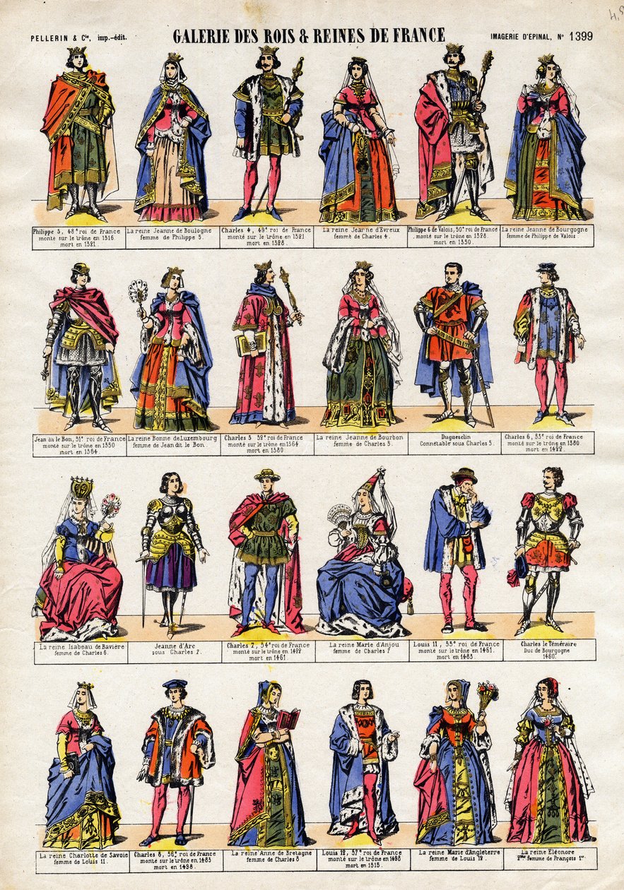 Galerij van Koningen en Koninginnen van Frankrijk van Filips V tot Koningin Eleonore. door French School