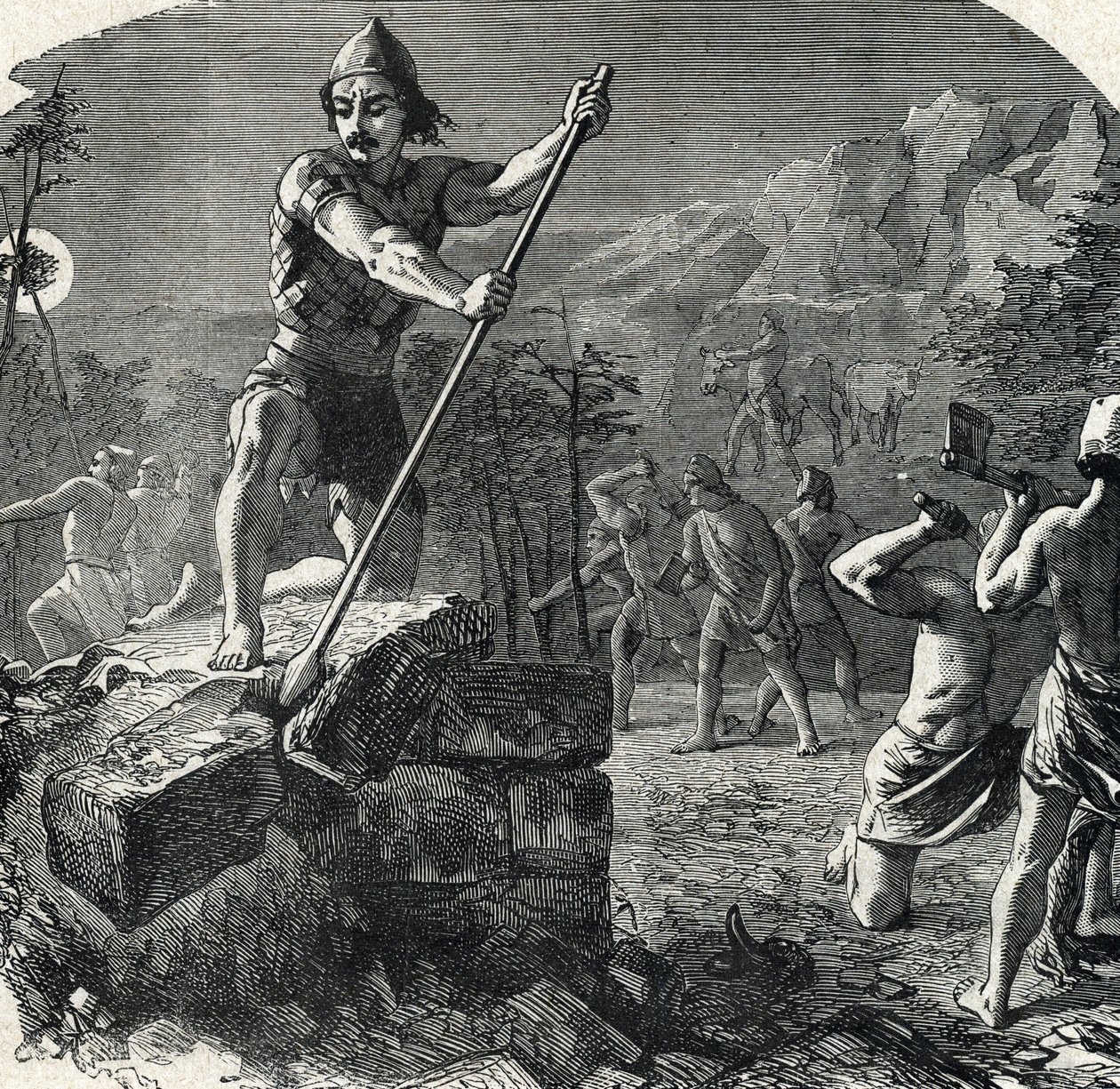 Gideon vernietigt het altaar van Baäl door French School