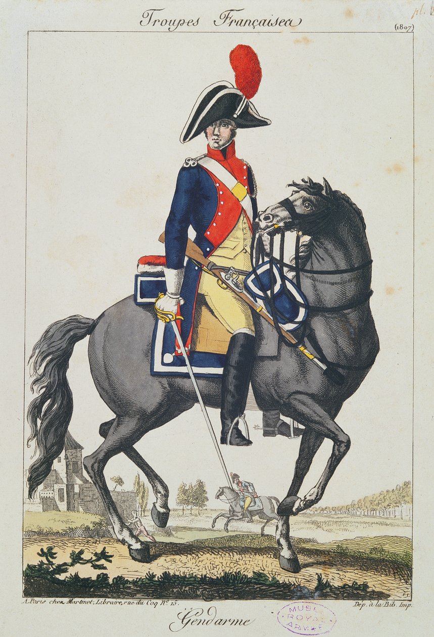 Gendarme te paard, 1807 door French School