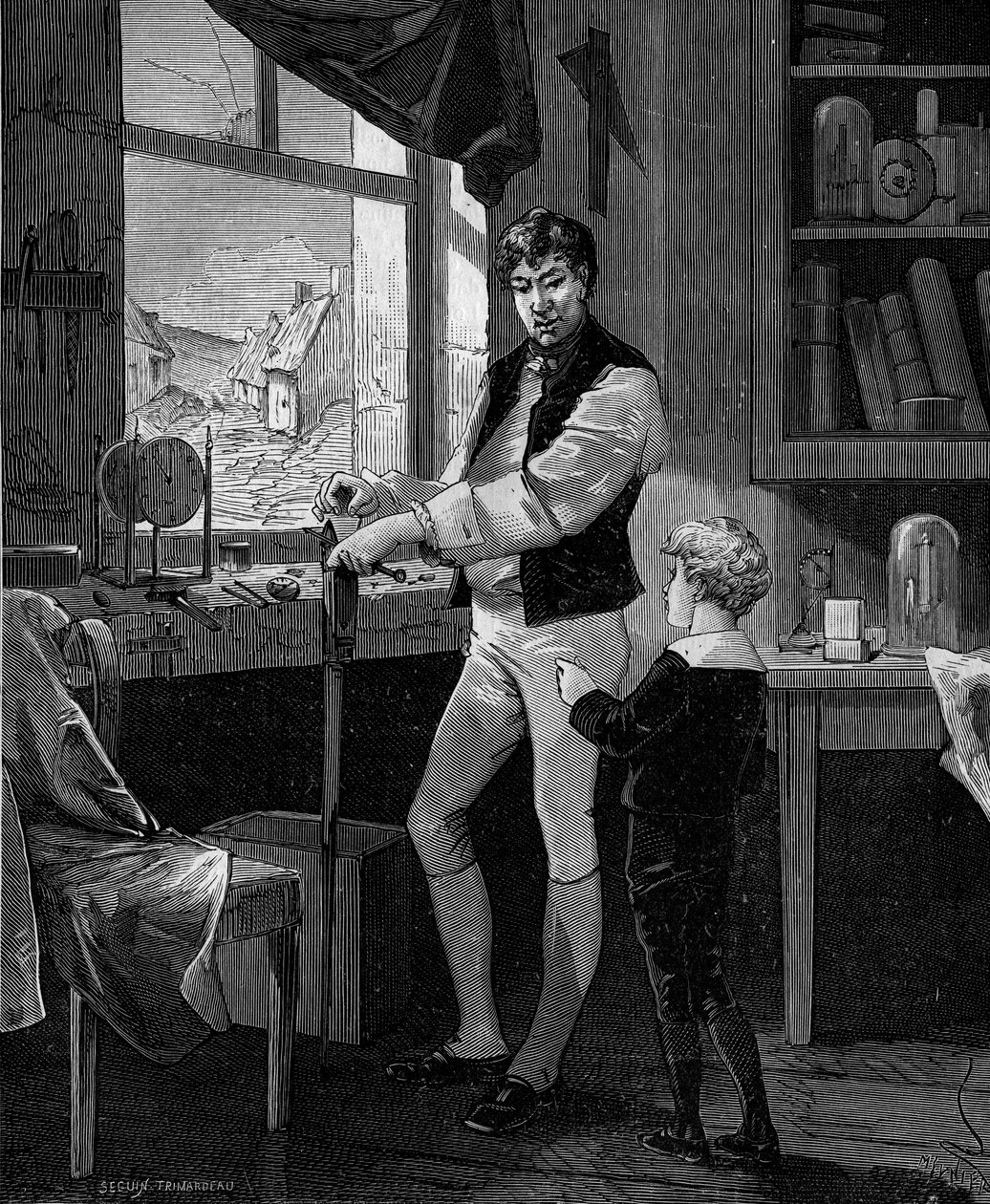 George Stephenson, Britse ingenieur (1781-1848) met zijn zoon. door French School