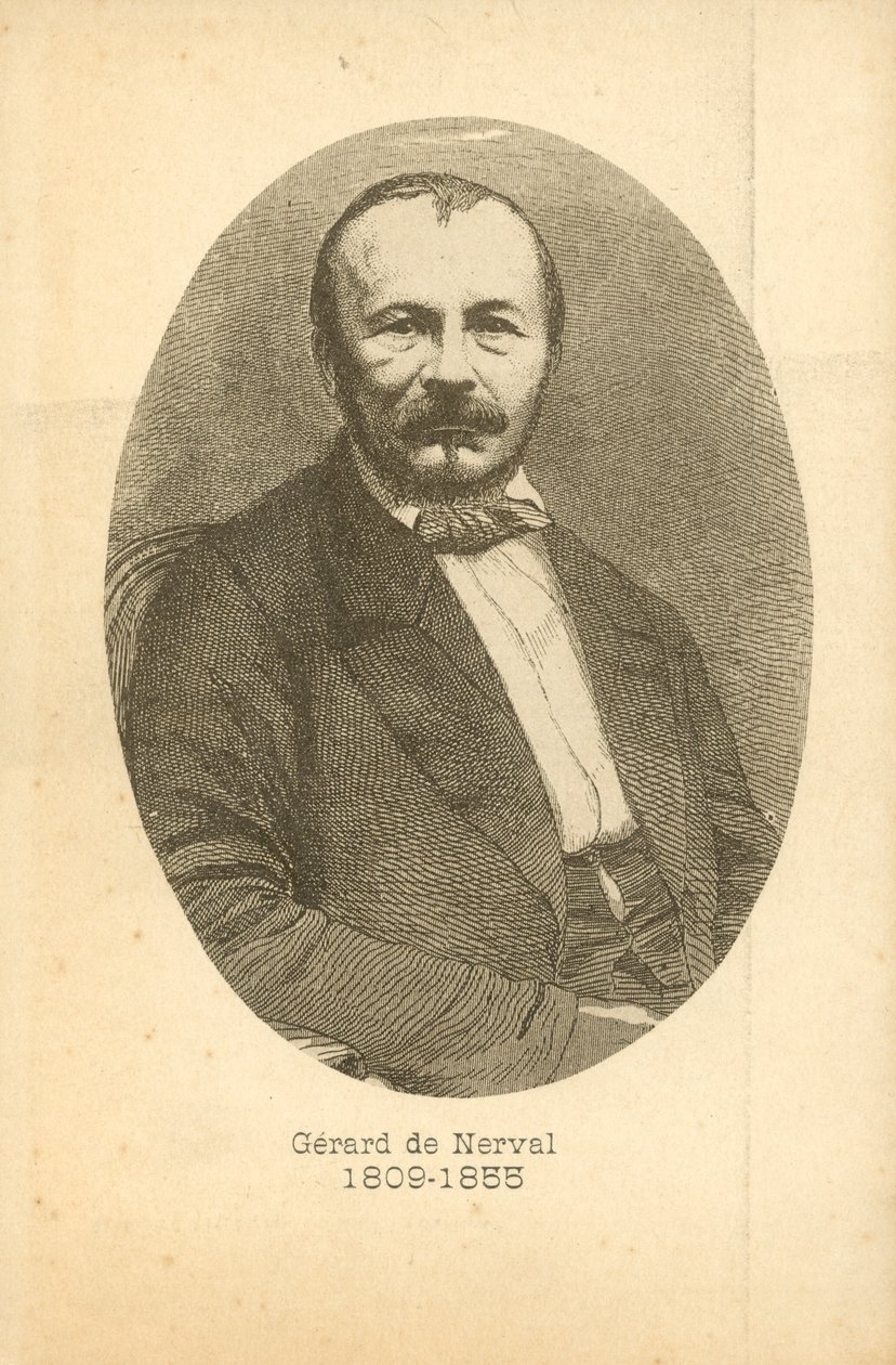 Gerard De Nerval, portrait (engraving) door French School