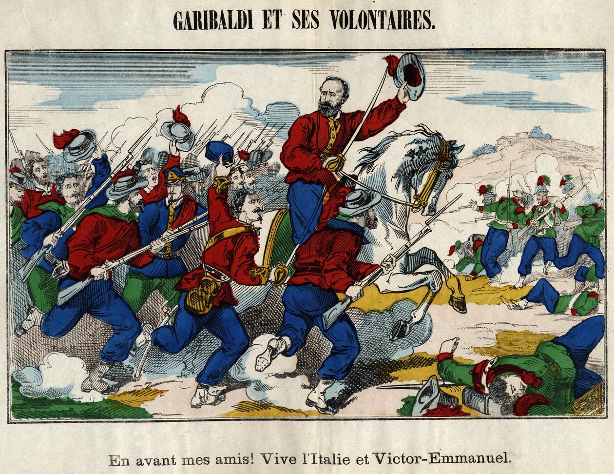 Giuseppe Garibaldi en vrijwilligers door French School