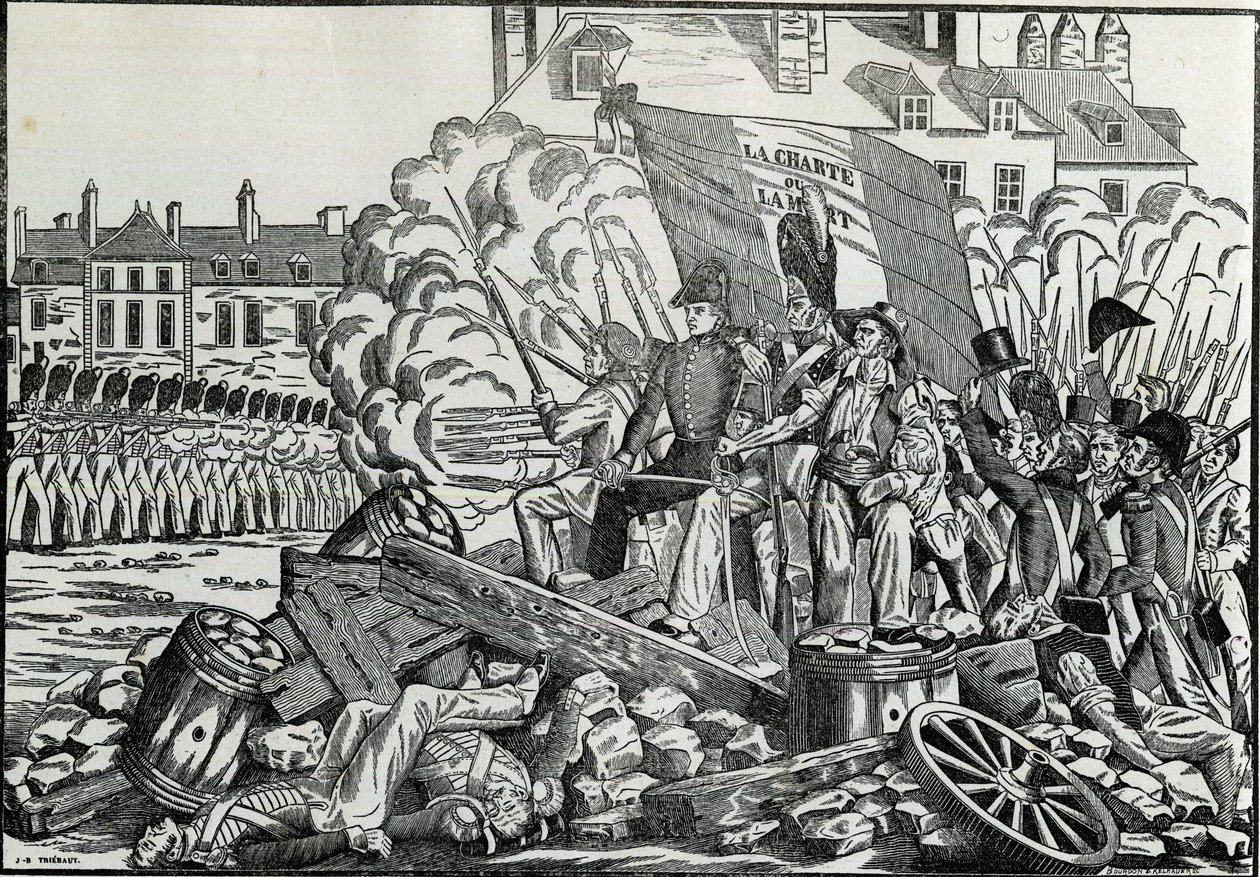 Glorieuze en gedenkwaardige gevechten van juli 1830 in het stadhuisdistrict van Parijs - Revolutie van 1830 - De gevechten in de dagen van juli 1830 in Parijs door French School