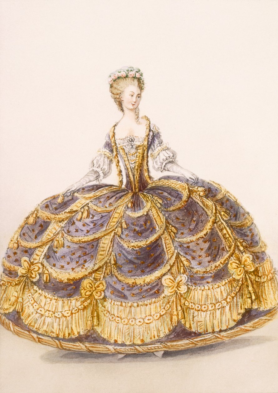Jurk geschikt voor presentatie aan het hof, plaat uit Galeries des Modes et Costumes Francais, ca. 1778-87 door French School