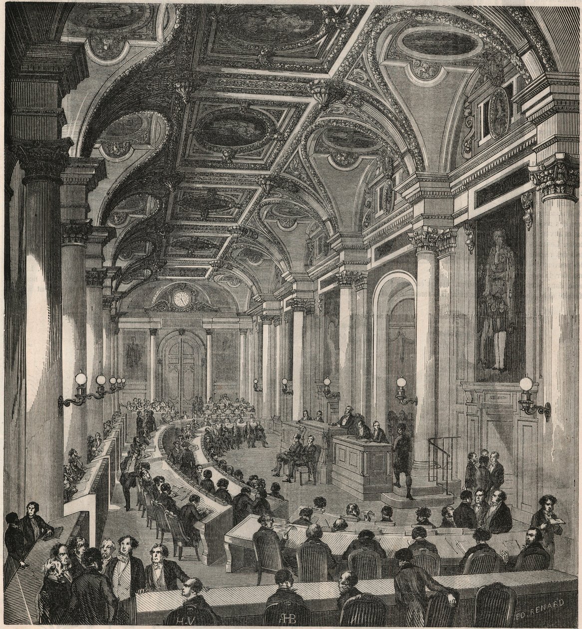 Grote vergaderzaal van de Raad van State in Parijs - Gravure in 
