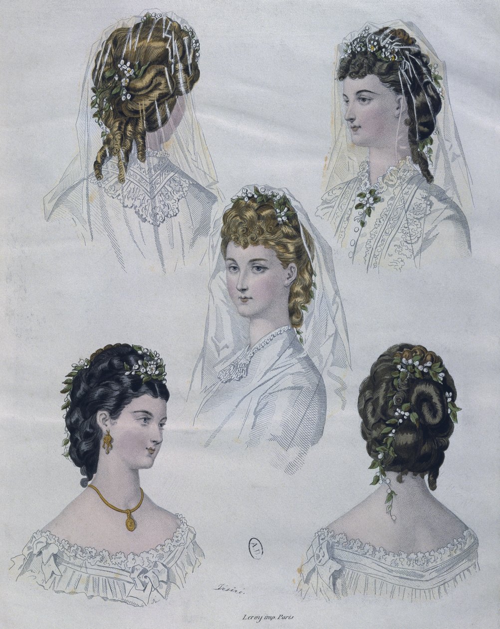 Kapsels, illustratie uit La Mode illustrée, 1872 door French School