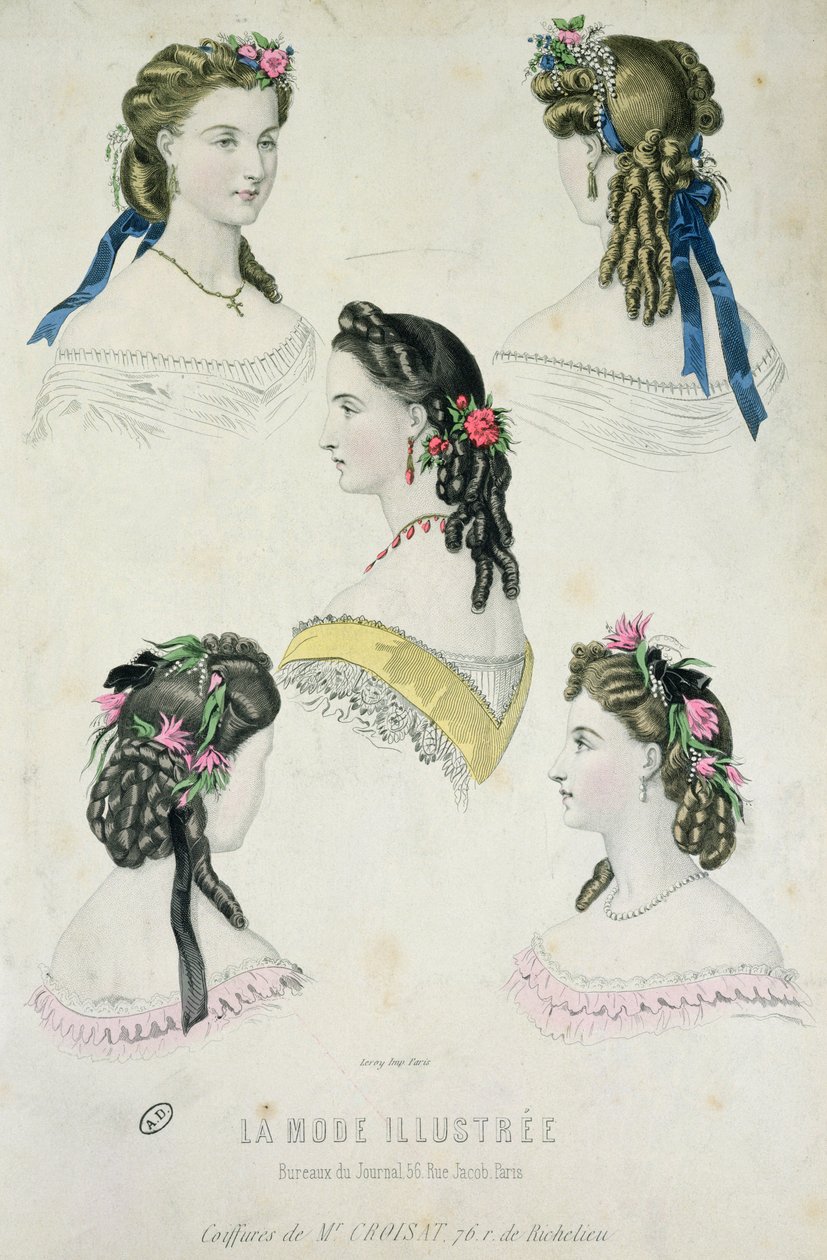 Kapsels van Monsieur Croisat, uit La Mode Illustrée, 1865 door French School