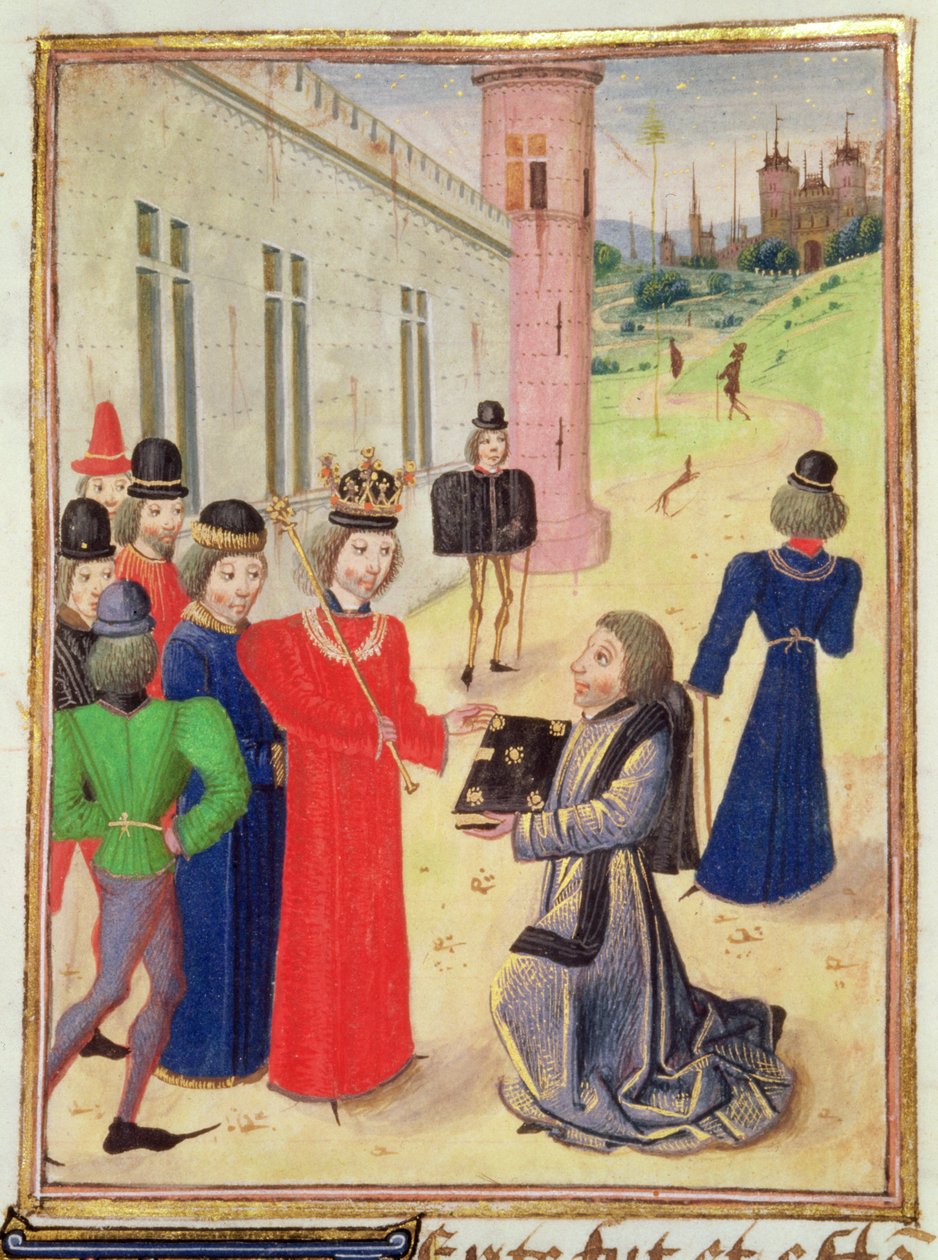 Froissart presenteert zijn boek aan Richard II, uit Froissart